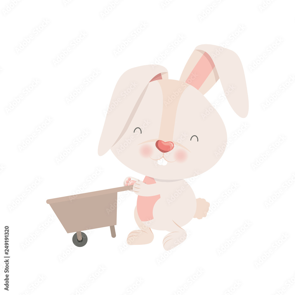 bunny with wheelbarrow isolated icon bunny with wheelbarrow isolated icon