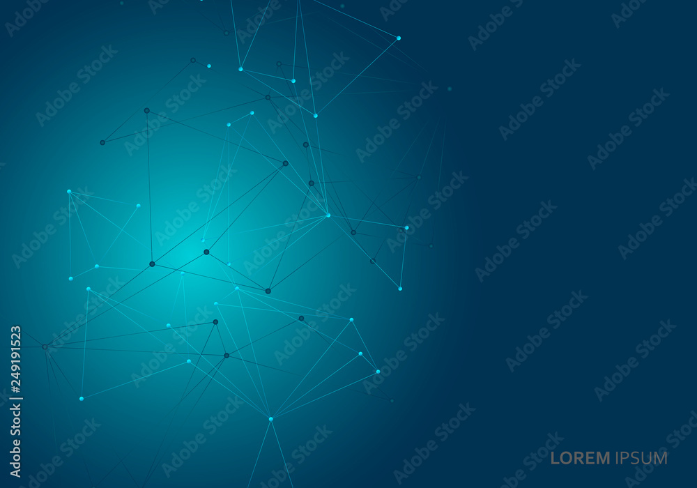 Cover template for science and technology presentation or web with vector connect lines and dots