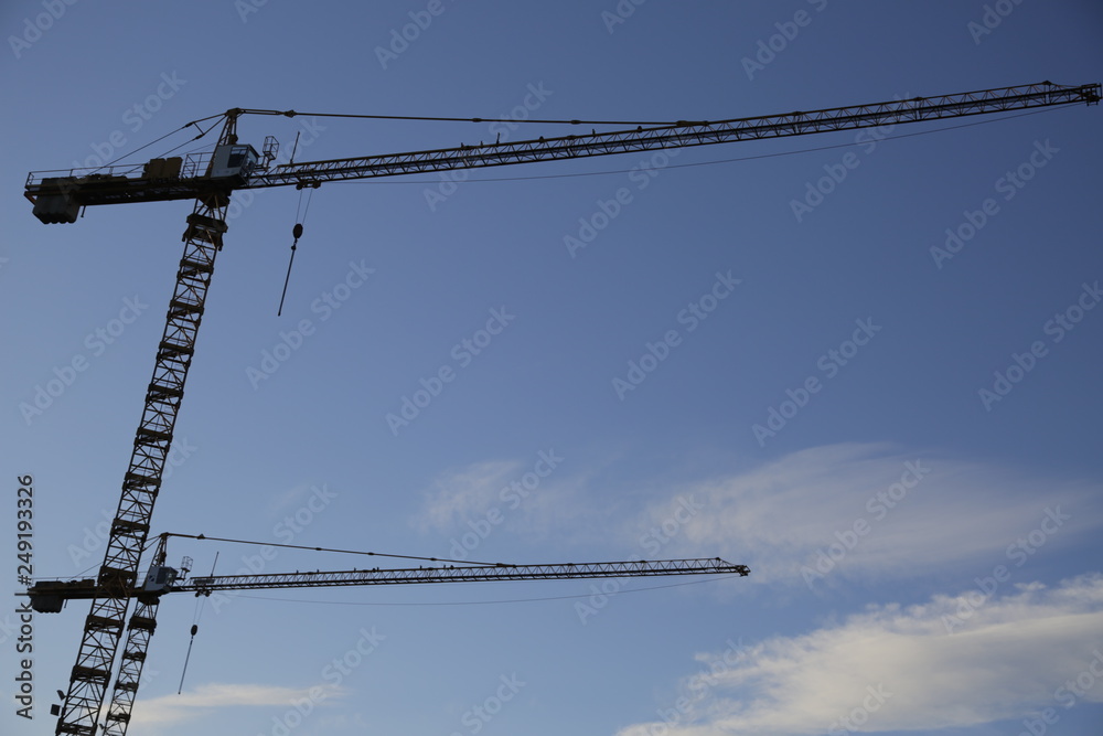 Large, big crane. Nice, sunny day, blue sky. Large, big crane. Nice, sunny day, blue sky.