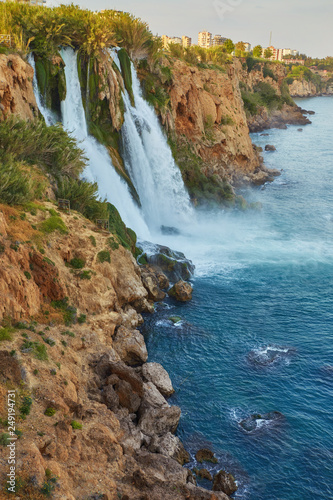 Lower Duden waterfalls on Mediterranean sea coast  Antalya  Turkey