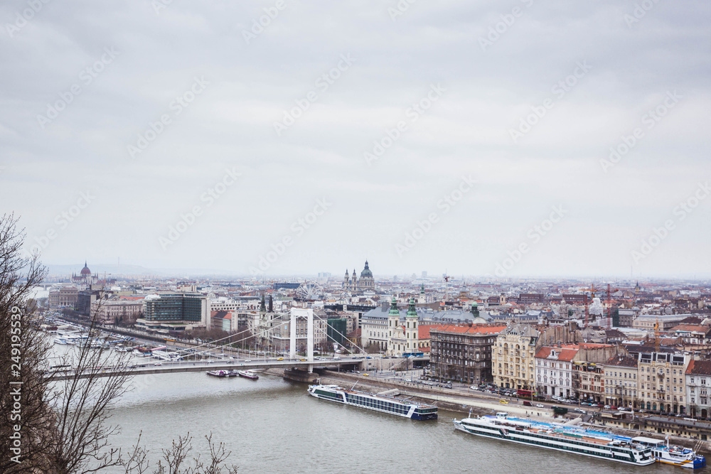 View of Budapest and the river Danube from the Citadella, Hungary