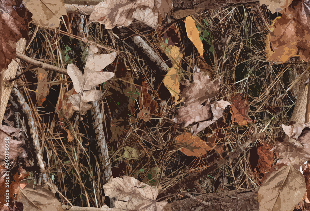 Ideal for hunting and military purposes. Fall leaves on the bush.