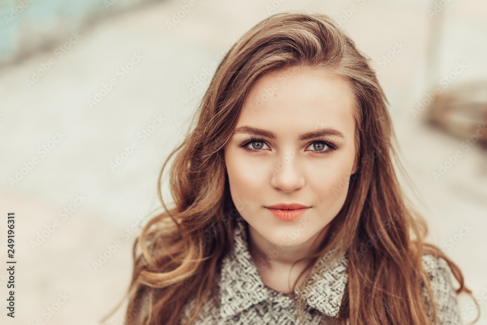 Close up portrait of young sad depressed girl outdoors. Casual, natural beauty, sadness concept Close up portrait of young sad depressed girl outdoors. Casual, natural beauty, sadness concept