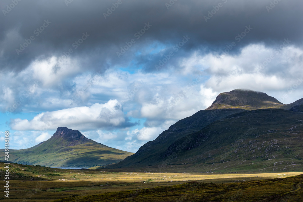 United Kingdom, Scotland, Scottish Highland, Sutherland, Ullapool, view to the mountains Stac Pollaidh and Cul Beag right United Kingdom, Scotland, Scottish Highland, Sutherland, Ullapool, view to the mountains Stac Pollaidh and Cul Beag right