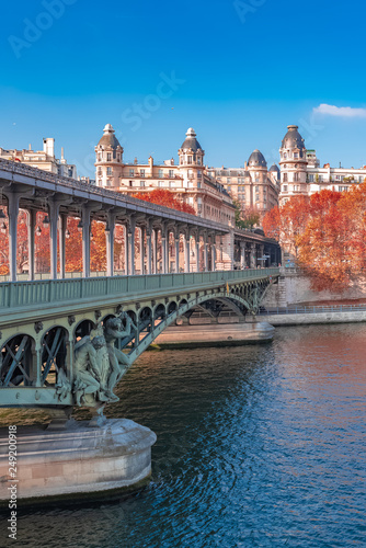 Photography Paris, panorama in autumn, the Bir-Hakeim bridge and beautiful parisian building