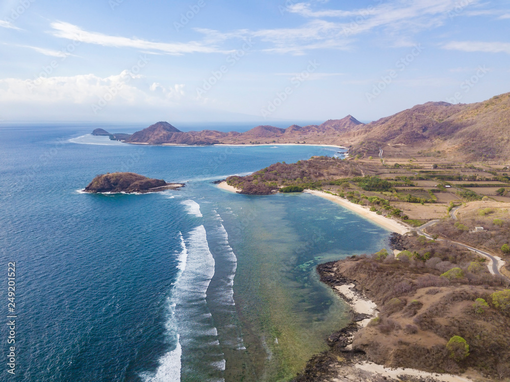 Indonesia, West Sumbawa, Kertasari, Aerial view of beach