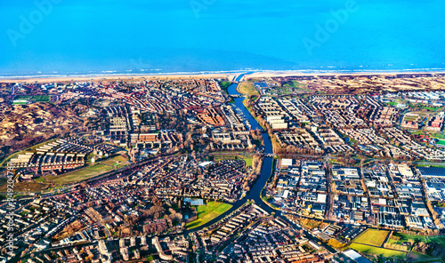 Aerial view of Katwijk town in the Netherlands photo