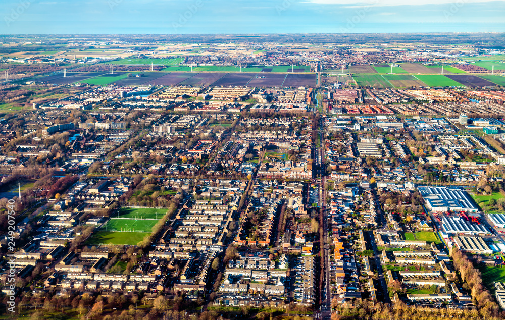 Aerial view of Nieuw-Vennep town in the Netherlands