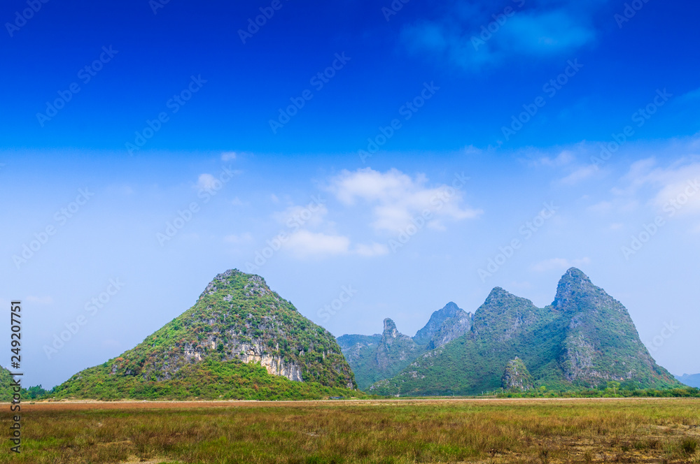 Mountain and fields scenery