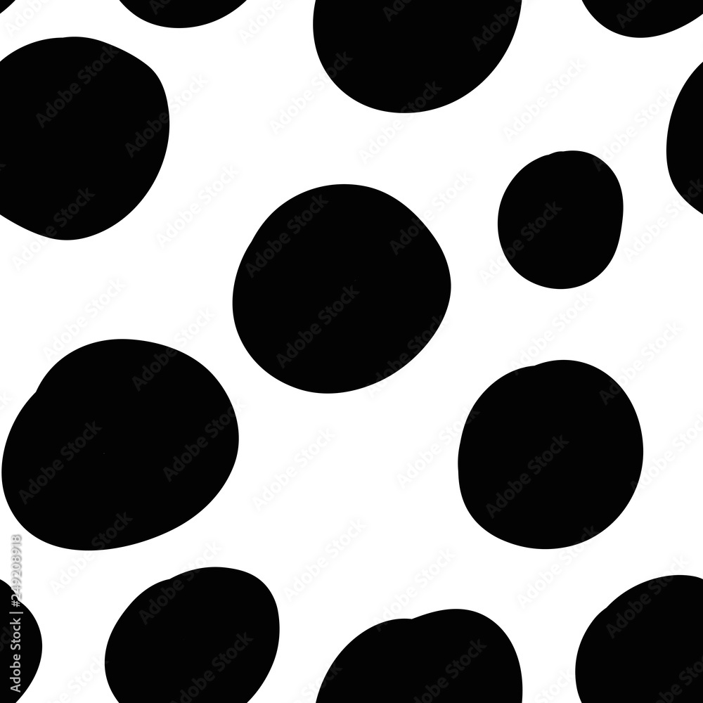 Geometrical background with uneven circles. Abstract round seamless pattern. Hand drawn dots pattern on white background. Vector illustration. Geometrical background with uneven circles. Abstract round seamless pattern. Hand drawn dots pattern on white background. Vector illustration.