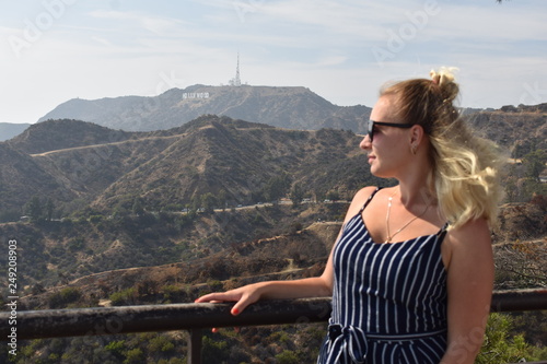 young woman in the mountains