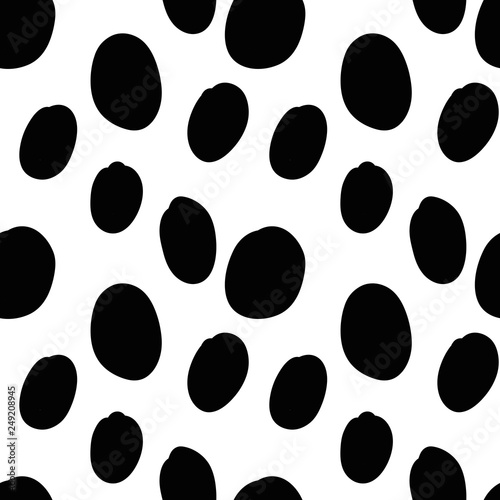 Geometrical background with uneven circles. Abstract round seamless pattern. Hand drawn dots pattern on white background. Vector illustration. 