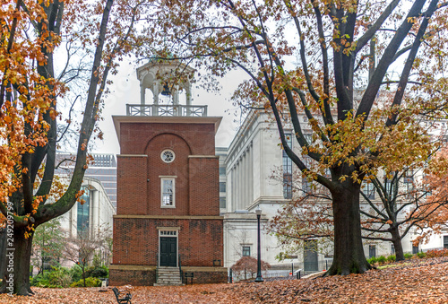 Federal-style brick bell tower photo