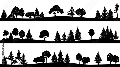 forest set, tree silhouette, landscape