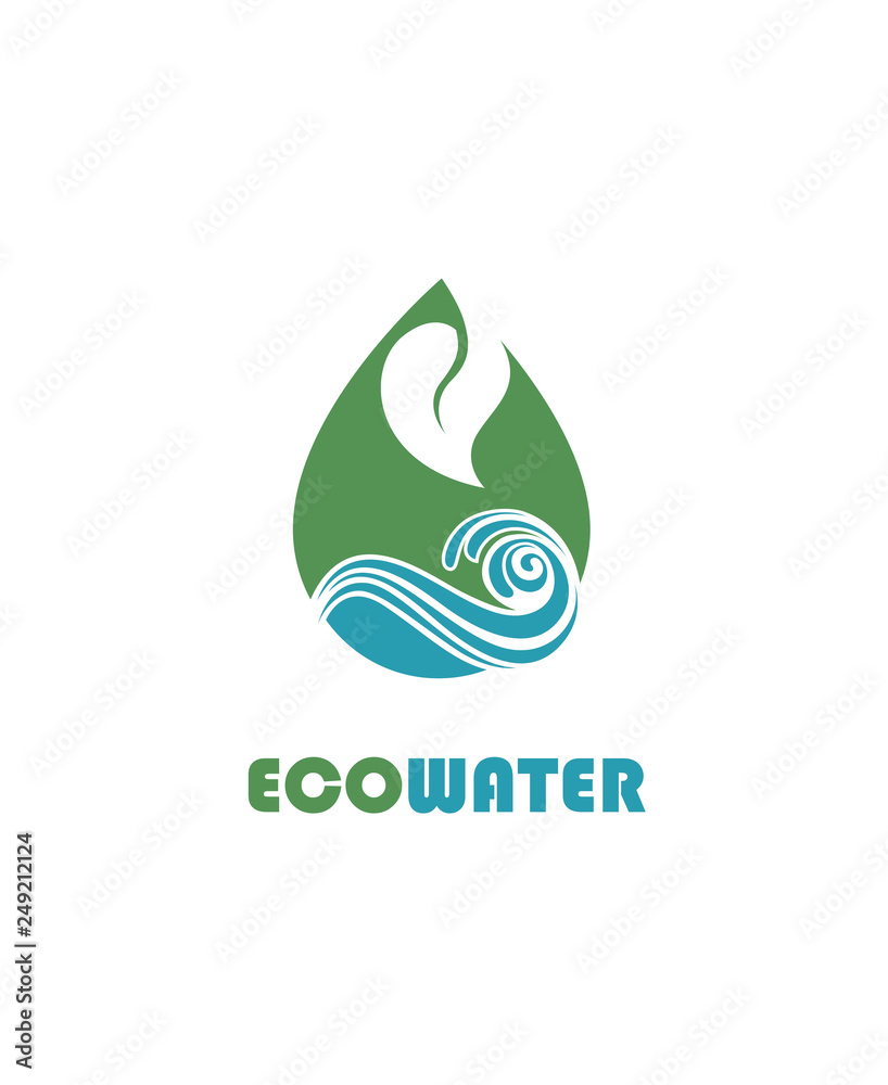 leaf with water drop icon isolated on white background