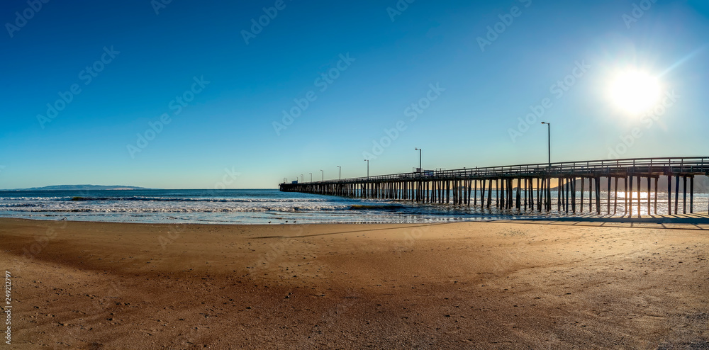 Panorama of Pier at the Beach in the Afternoon 