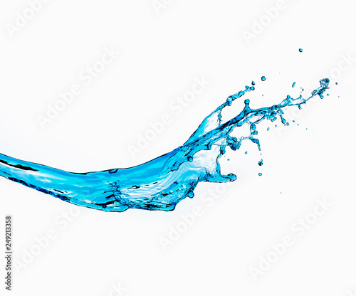 Water Flow and Splashes Isolated Over Pure White Background
