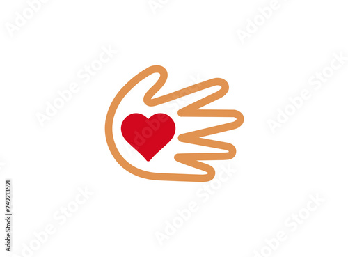 Heart inside the hand for protect plants for logo design