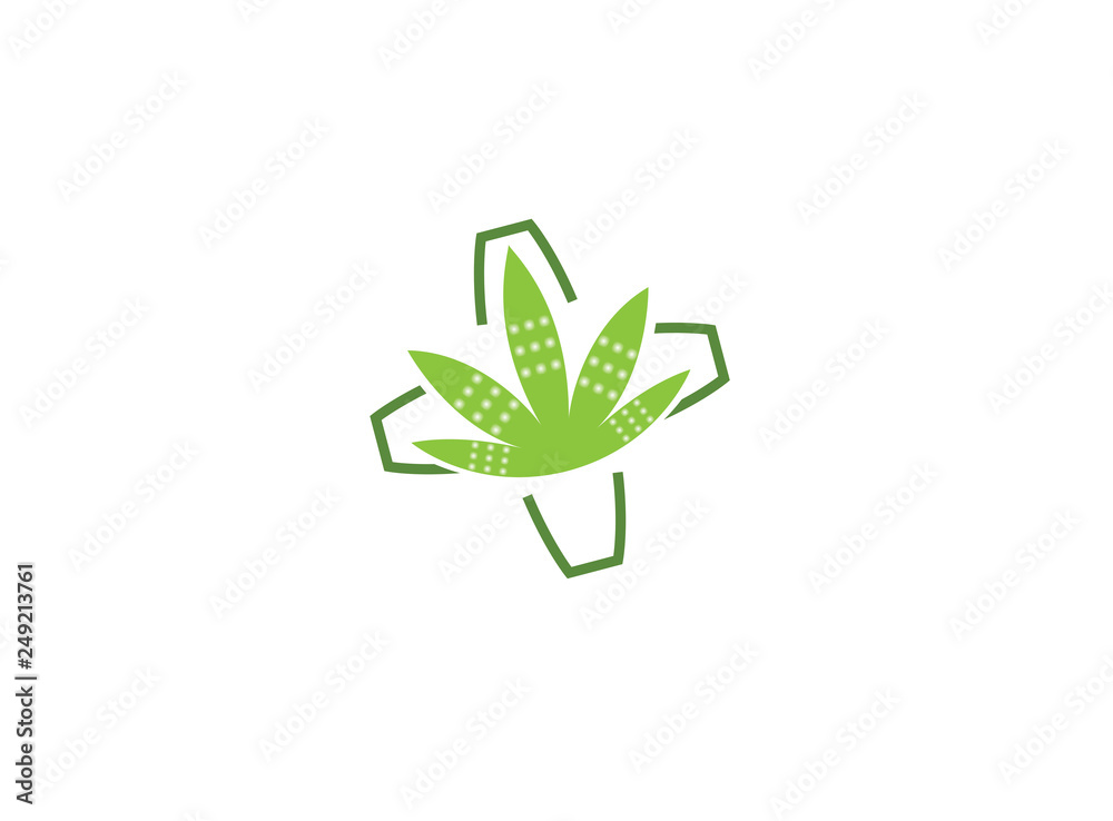Bandage and marijuana leaf a natural bio medicine for logo design Bandage and marijuana leaf a natural bio medicine for logo design