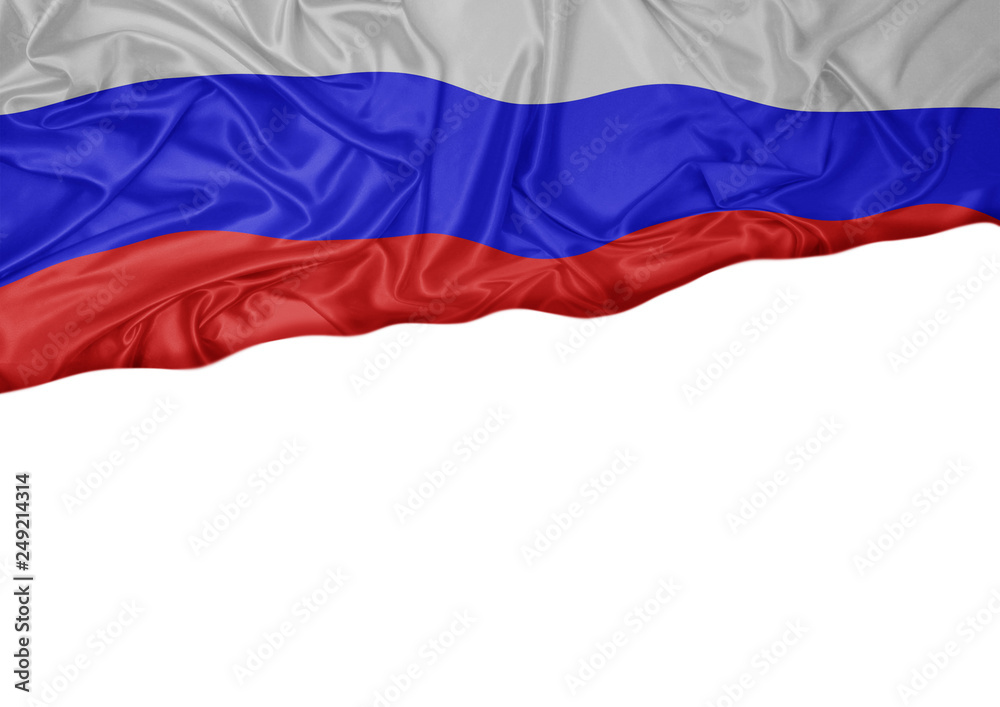 National flag of Russia hoisted outdoors with white background. Russia Day Celebration National flag of Russia hoisted outdoors with white background. Russia Day Celebration