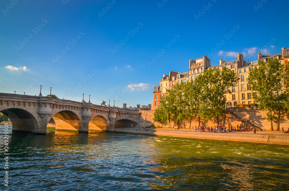 Bridge Pont Neuf and buildings near the Seine river in Paris, France