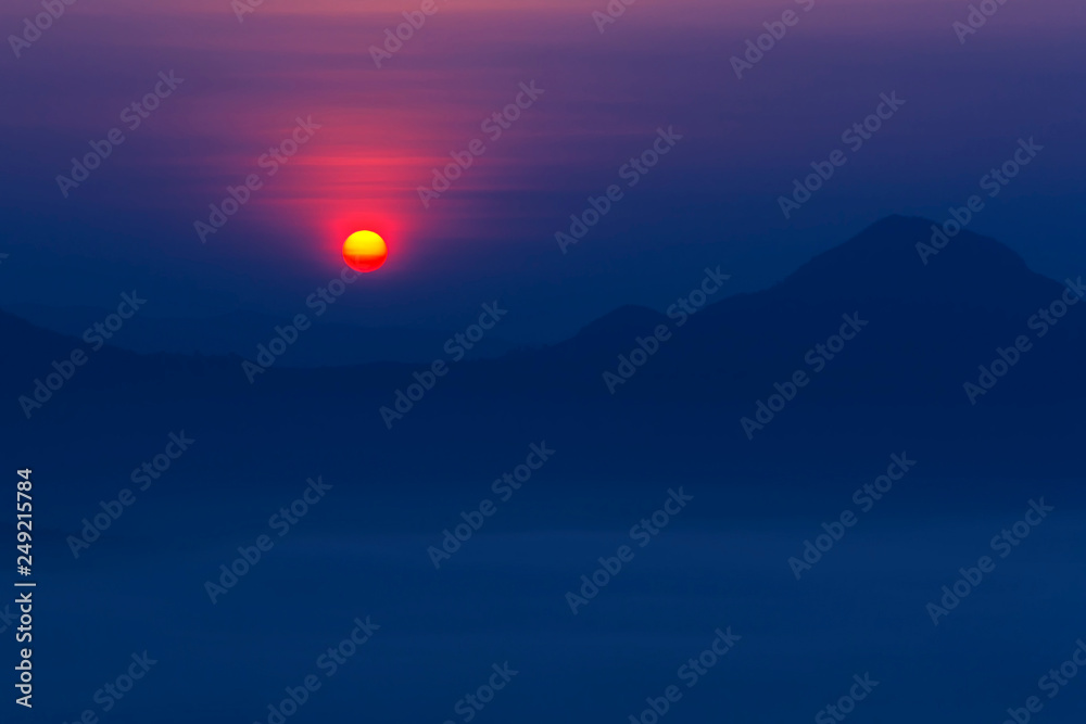 Sunrise idyllic with shadow in the morning Sunrise idyllic with shadow in the morning
