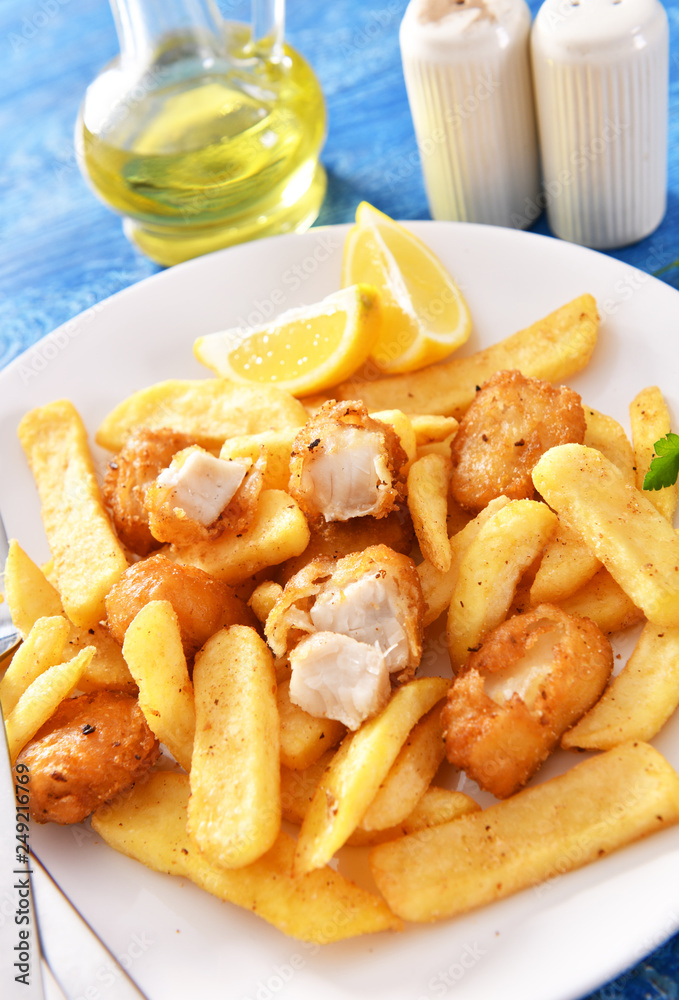 Fish and chips - traditional english fast food Fish and chips - traditional english fast food