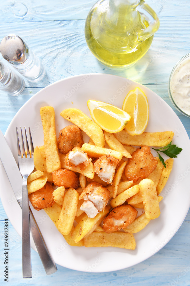 Fish and chips - traditional english fast food Fish and chips - traditional english fast food