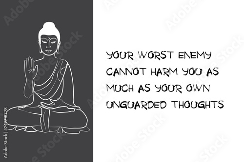 Wallpaper Mural Buddha black and white drawing sketch. Quotes buddhism Torontodigital.ca