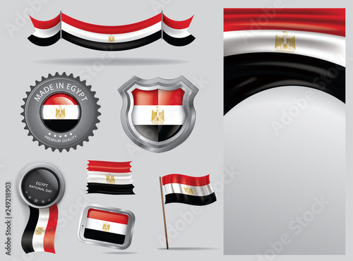  Made in Egypt seal, Egyptian flag and color  --Vector Art--
