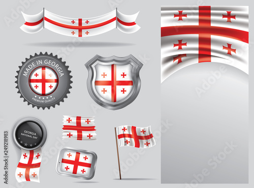  Made in Georgia seal, Georgian flag and color  --Vector Art--