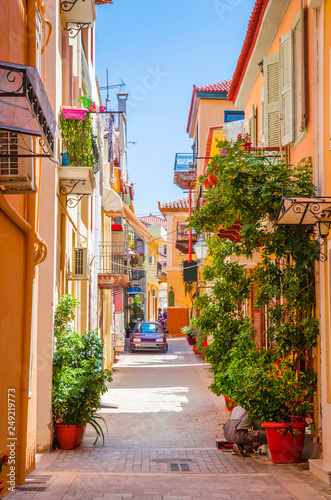 Fototapeta Naklejka Na Ścianę i Meble -  Traditional cozy greek street in city Nafplio, Greece