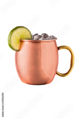 Photography Refreshing Vodka Moscow Mule Cocktail on White