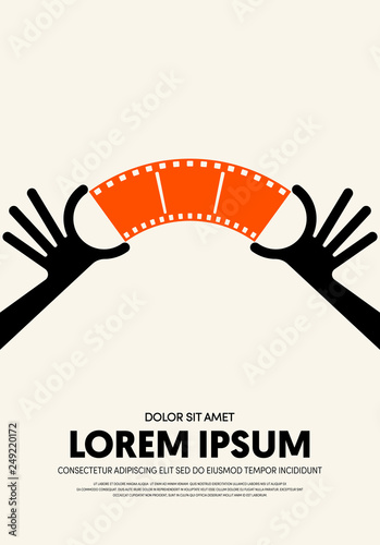 Movie and film poster design template background modern vintage retro style