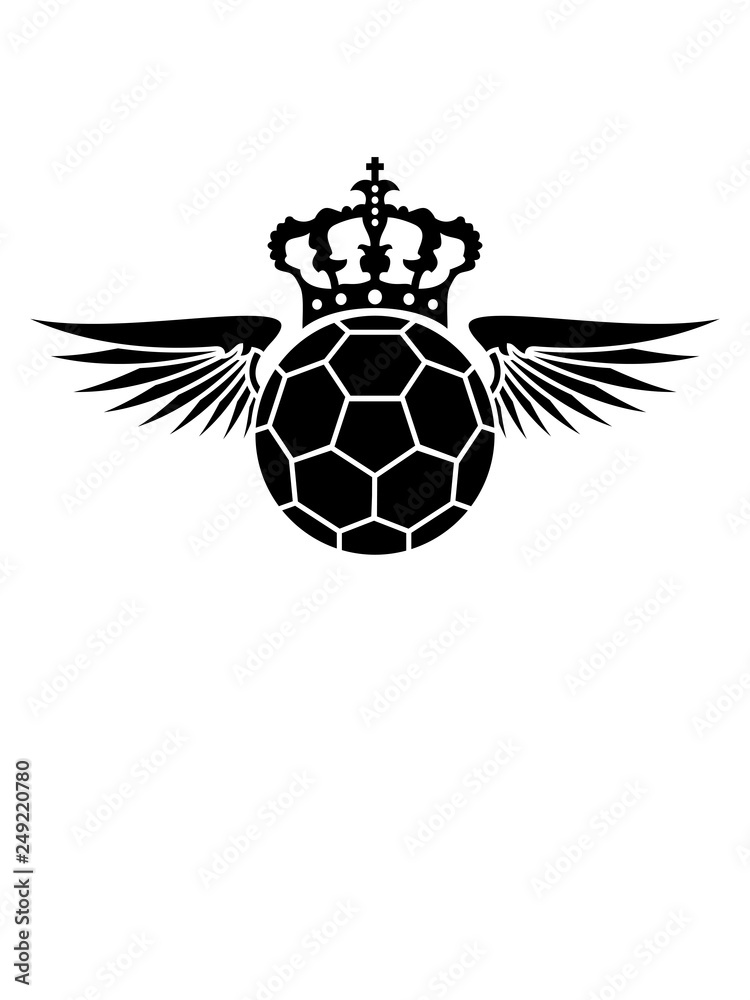 Obraz premium krone wappen flügel handball sport rund kreis verein spaß spielen team mannschaft muster spieler trikot cool design logo clipart fußball kicker