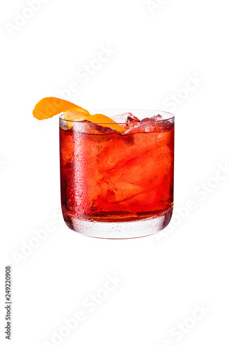 Fényképezés Refreshing Gin Negroni Cocktail on White