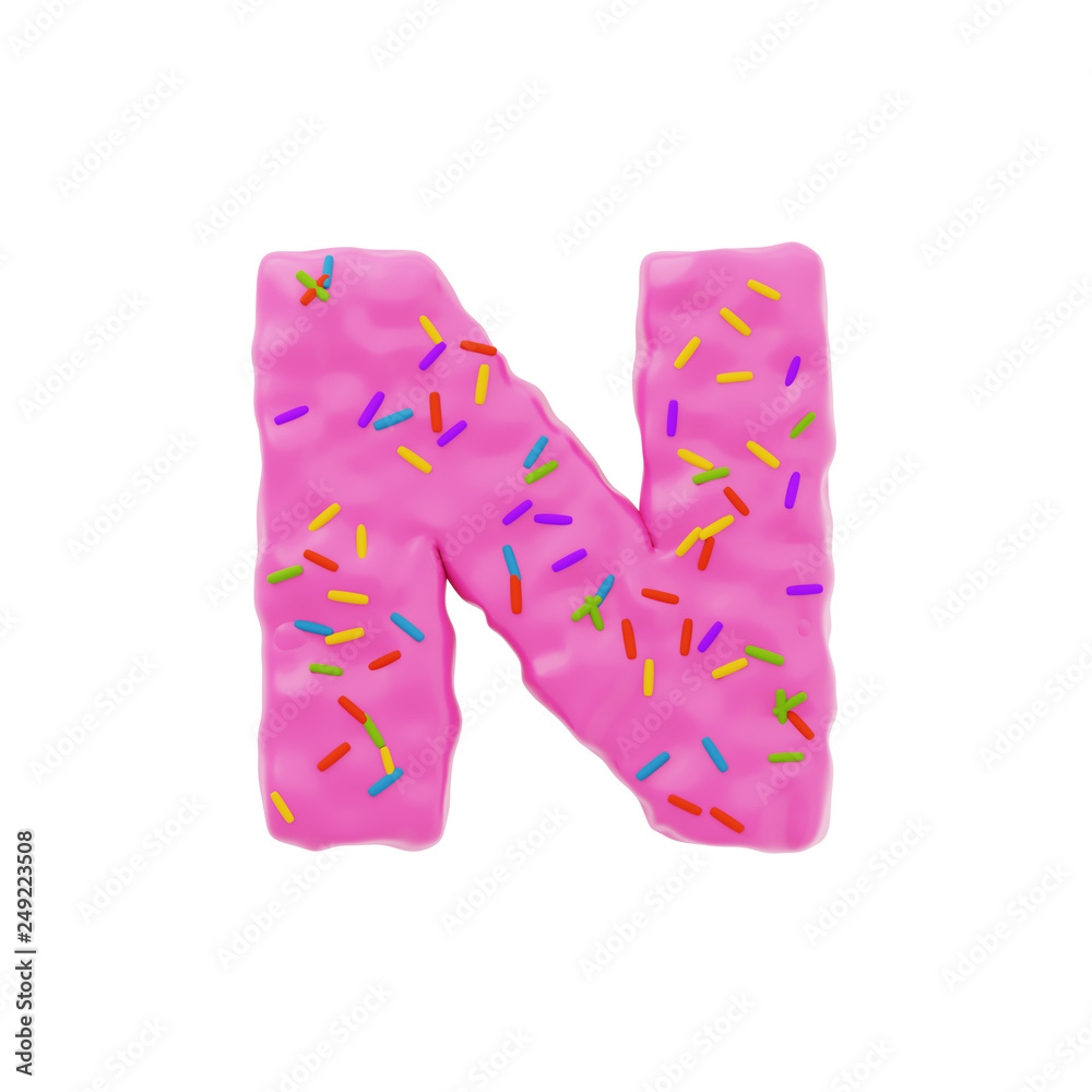 Isolated letter shaped cake with icing and sprinkles on top