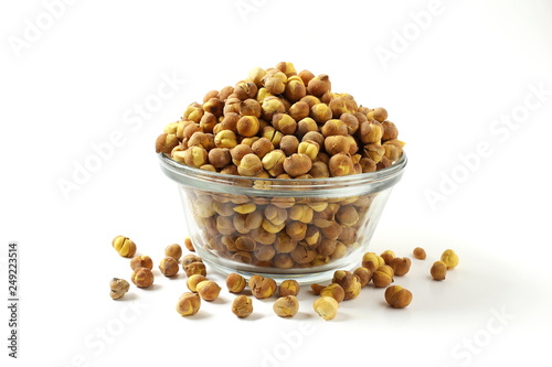 traditional indian roadside street snack food roasted chickpea nut or gram chana isolated on white background