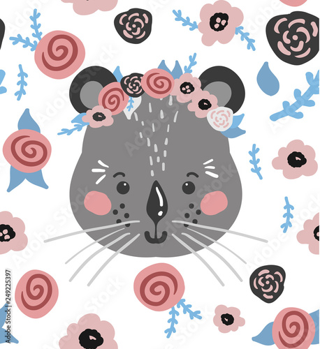 Cute cartoon little animal Childish print for nursery