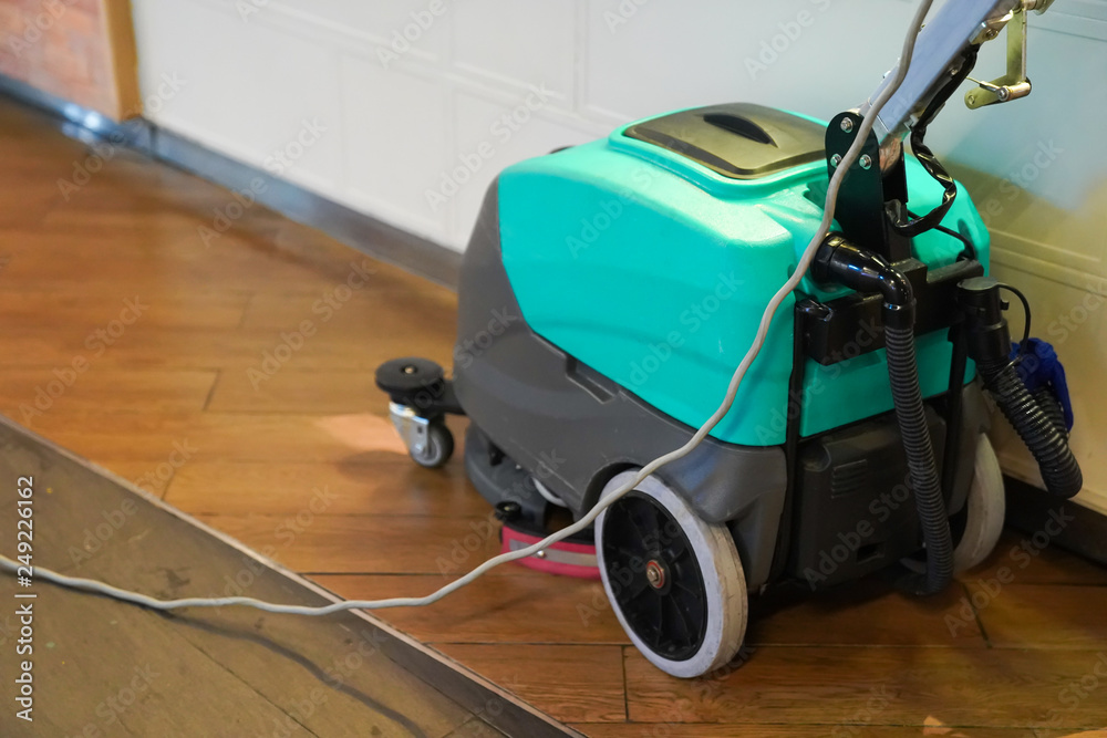 cleaning machine working on the floor. cleaning machine working on the floor.