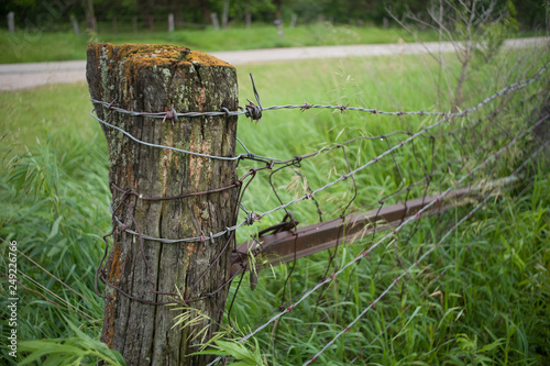 old wooden fence in grass