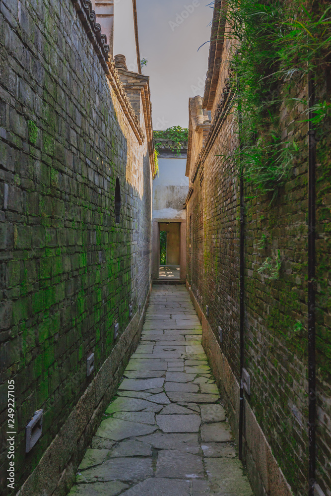 Narrow alley in the old town of Wuzhen, Zhejiang, China
