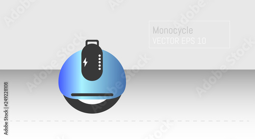 Cartoon picture with Electric, Monowheel, Eco alternative city transport. Flat style vector illustration. White Background.