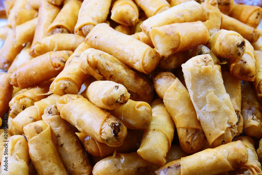 Pile of Deep fried spring rolls (Thai Spring Roll)