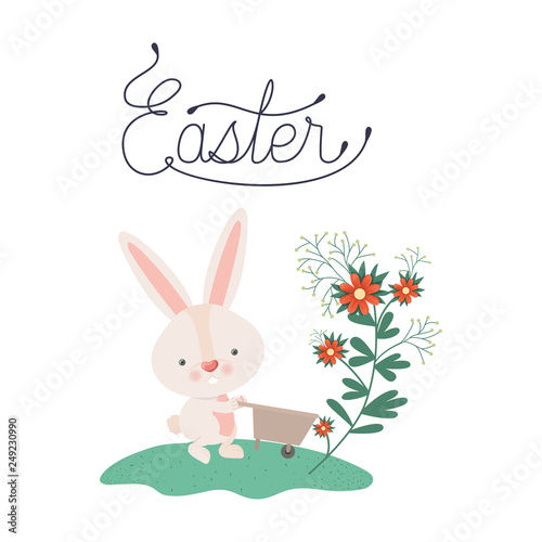 easter label with bunny isolated icon
