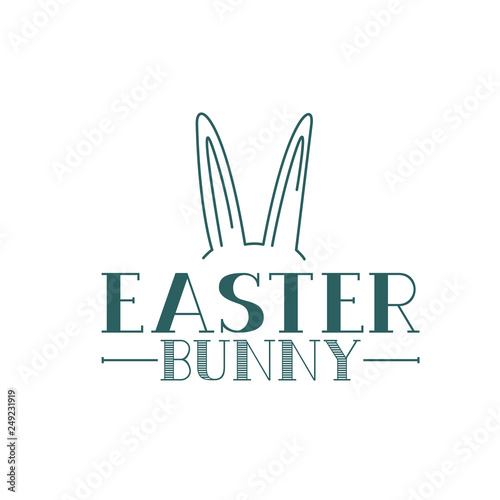 easter bunny label with rabbit ears icon