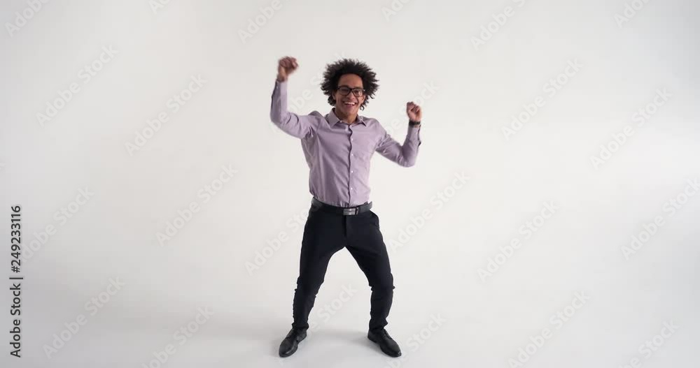 Excited african american businessman celebrating success Excited african american businessman celebrating success