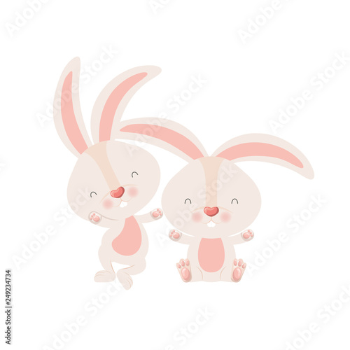 cute rabbits isolated icon