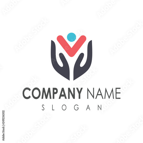 kids care logo, family care logo, kids and  and logo in shield shape