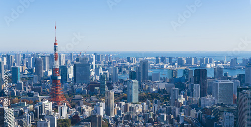 東京都市風景 東京タワー 晴海 豊洲 お台場方面 